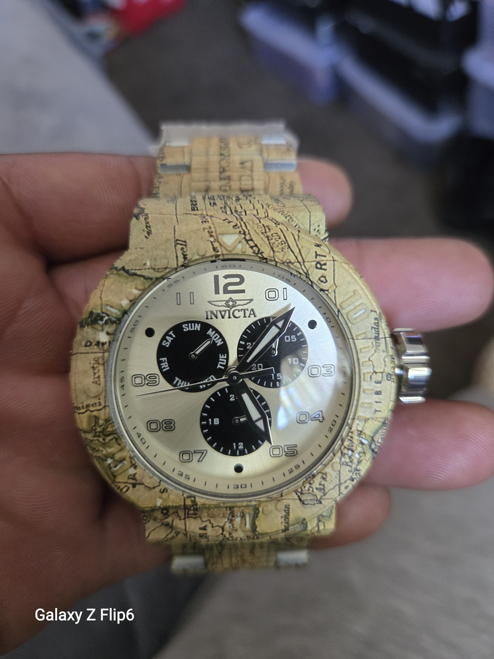 Invicta Map Print Chronograph Watch
